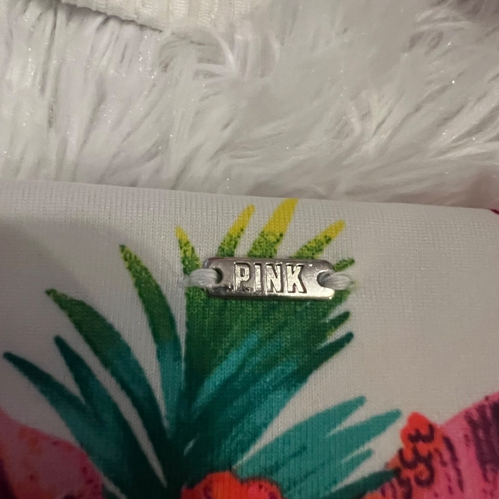 NWT Victorias Secret Pink Swim Suit/Bikini | Size L/XL | White/Floral Tropical - Picture 10 of 11
